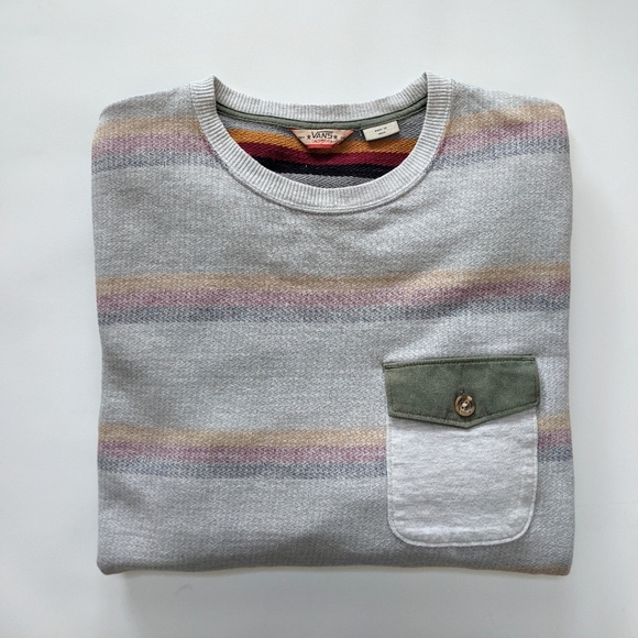 Vans striped knit crewneck sweater, men's medium - Picture 6 of 8